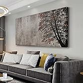Wall Art Abstract Art Vintage Wall Decor Tree Painting Wall Decor Modern Retro Home Decor Tan Canvas Painting Framed Artwork for Living Room Bedroom Office 29" x 58"