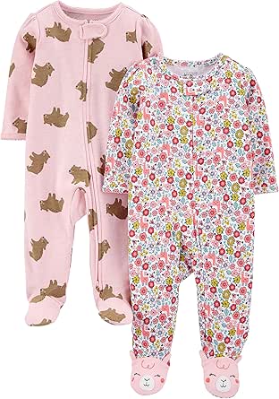 Simple Joys by Carter's Baby Girls' 2-Pack Cotton Footed Sleep and Play