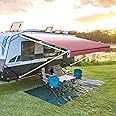 YESCAMP Manual RV Awning Complete Kit Retractable Camper Awning for RV or Trailers RV Roll Out Awning for Camper or 5th Wheel,Travel Trailers,Toy Haulers,Motohome(12Ft,White Frame,Burgundy Fade