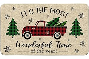 Hexagram Christmas Doormat 17x29 Inch, Christmas Door Mat for Front Door, Truck Welcome Mats Rug Outdoor for Indoor Decorations