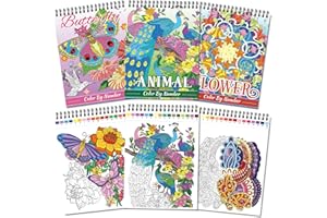 Kalysky Livres de coloriage pour adultes de relaxation – Couleur par numéros, 3 livres de coloriage pour adultes ou femmes, t