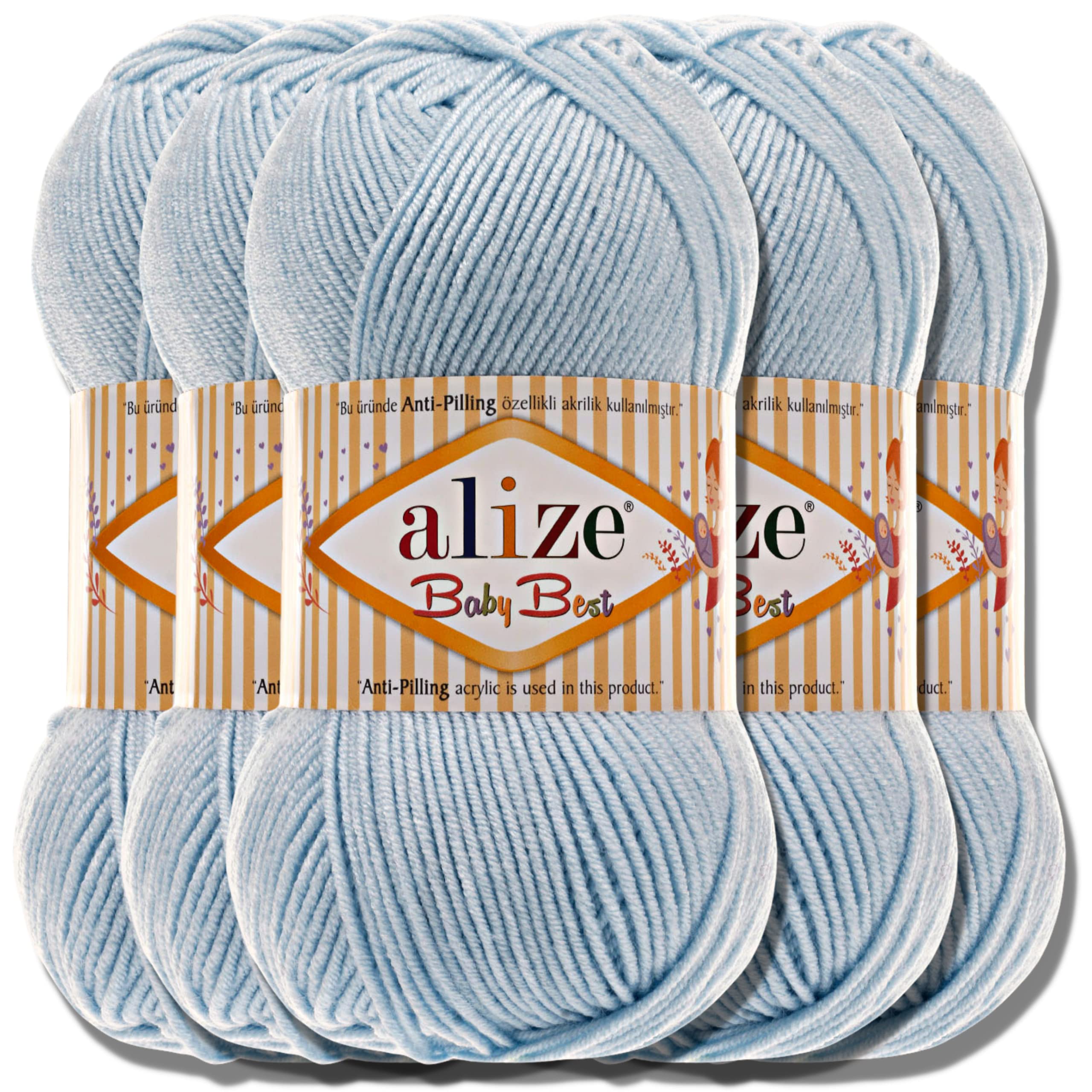 Hobby YARN Alize Baby Best Batik 5 x 100 g Turkish Premium Wool Baby Wool (Azul Claro| 183)