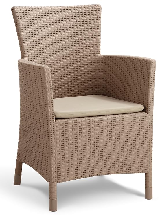 Allibert Dining Sessel Iowa mit Kissen, cappuccino/sand