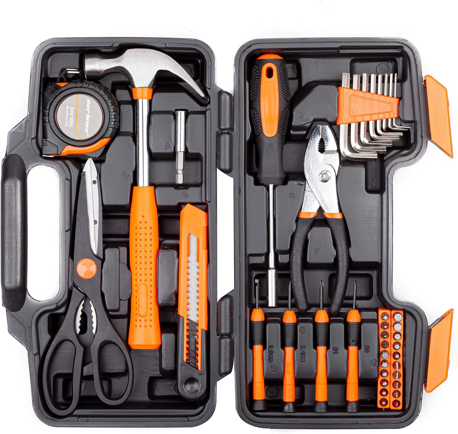 CARTMAN Orange 39-Piece Tool Set - General Household Hand Tool Kit with Plastic Toolbox Storage Case: Automotive