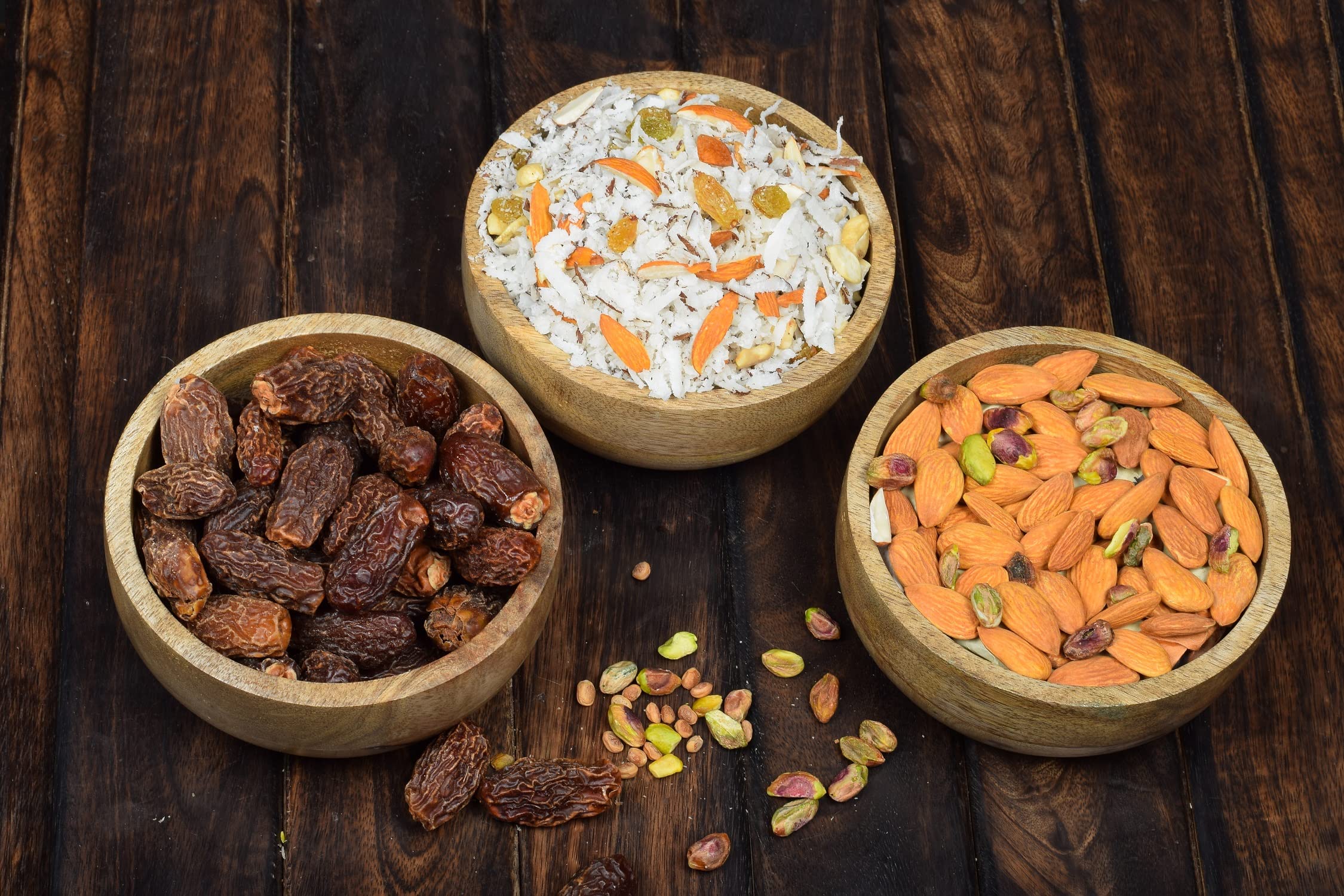 Samhita Mango Wood Round bowl Perfect for Nuts, Candy, Appetizer, Snacks, Olive and Salsa. Looks Absolutely Beautiful With Your Kitchen Setting. (5" x 5" x 2") - Image 3