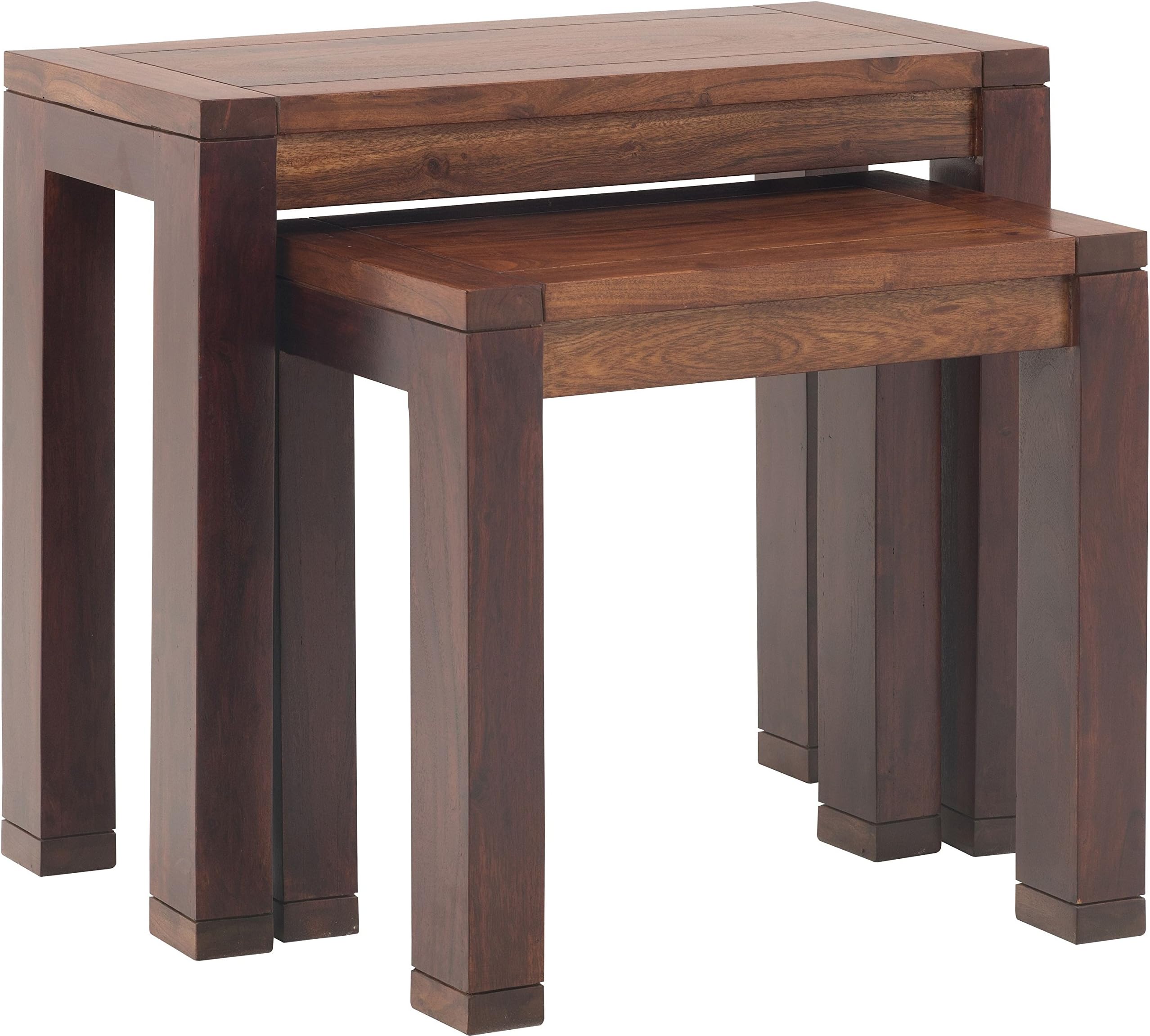 The Jaipur Living Verona Solid Wood Nesting Stool, Set of 2 (Honey Finish, Brown)