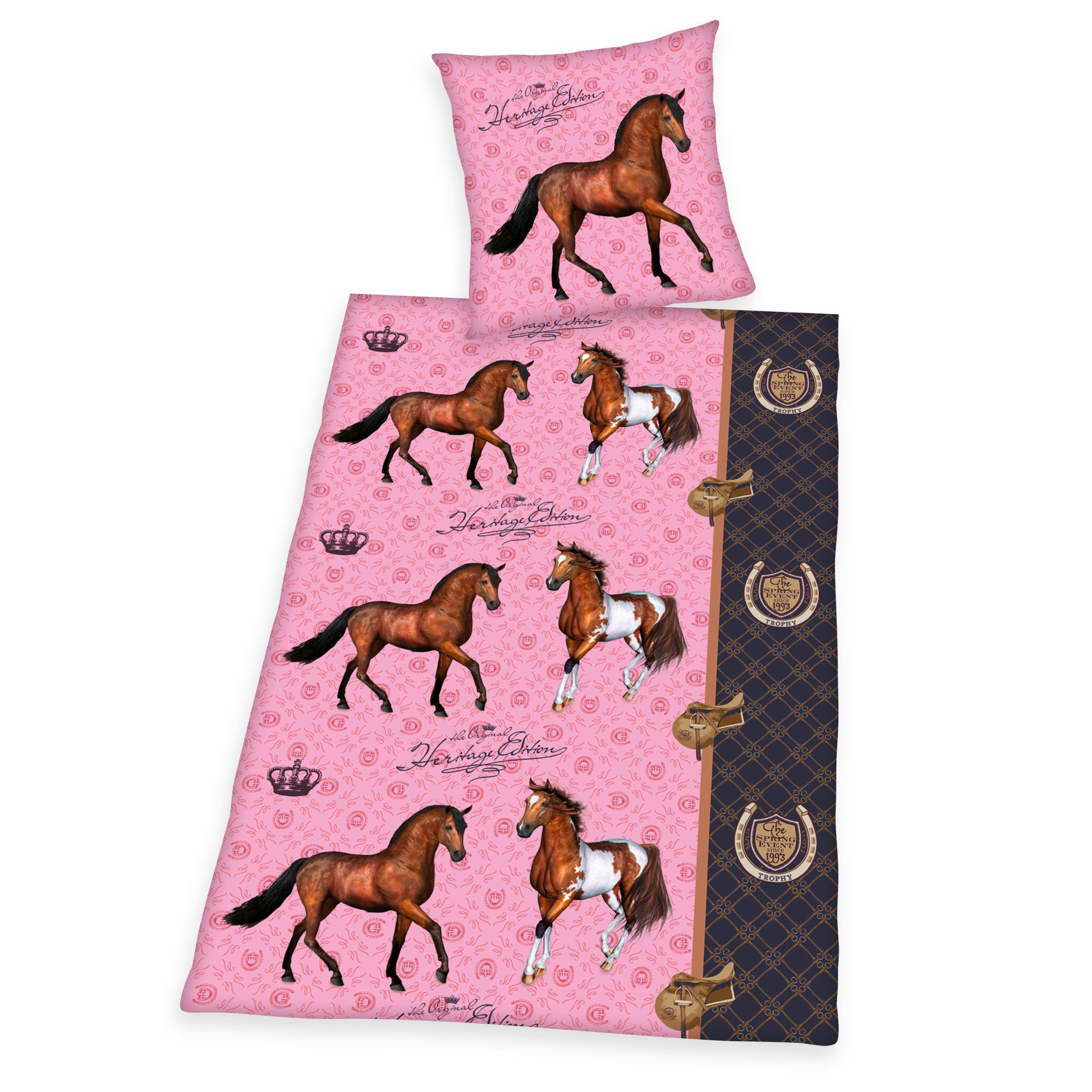 Herding`s Young Collection Horses Bed Linen, Pink, 135 x 200 cm