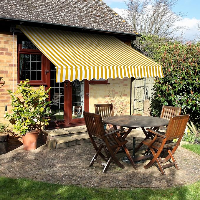 Retractable Awning 2.5m x 2m Orange and White Stripe Amazon.co.uk
