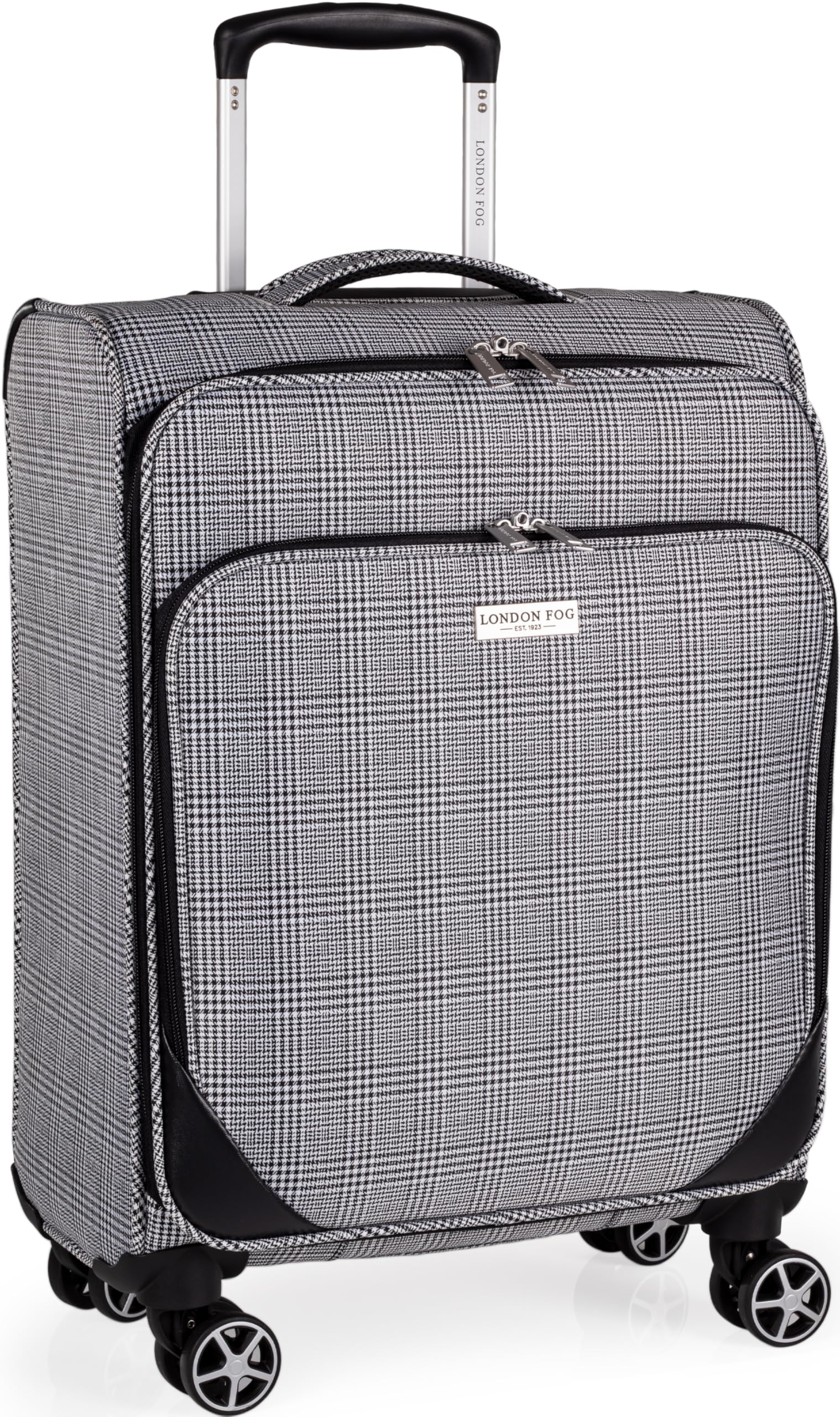London Fog 21 Inch Suitcase on x4 Spinner Wheels - Onboarder Soft Shell Luggage Fits Travel Cabin Cage Easyjet, Prioirty Cabin Ryanair Fits into 55x36x22 Cage | Newbury LFL004 (Small)