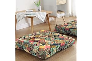 HARETU Mandala Meditation Cushion, Boho Meditation Mat, Meditation Pillows for Sitting on Floor, Cushions for Sitting in Home and Outdoor, Square Floor Pillows Cushion Seating for Yoga 22'' X 22''