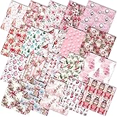 HunnmingRe 20 Pcs 10''x10'' Pink Christmas Quilting Fabric Square Santa Claus Nutcracker Quiltted Fabric Bundle Reindeer Snowman Precuts Printed Patchwork Supplies for Winter Xmas DIY Sewing Craft