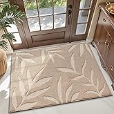 LUMI Front Door Mat Indoor Entrance 36"x60", Low Profile Welcome Mat, Non-Slip Washable Doormat with Rubber Backing for Entrance, Patio, Garage, Beige