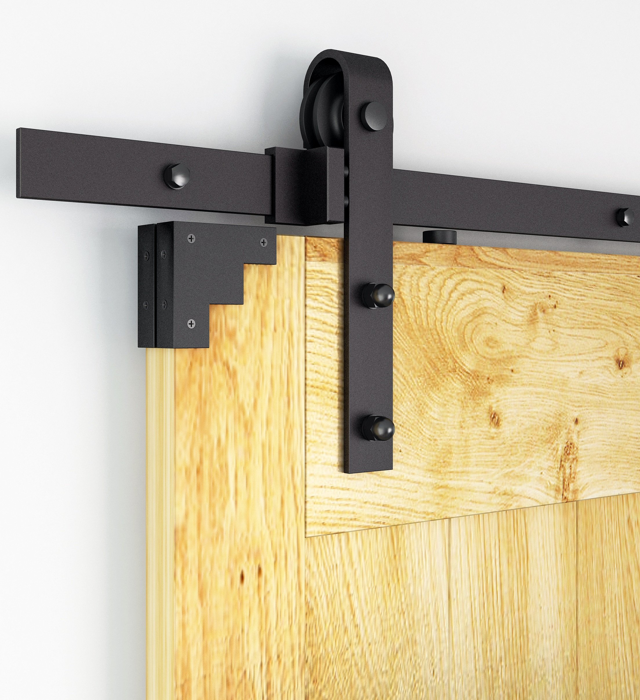 Aihom 183cm Rustic Black Barn Door Hardware Cabinet Wood Sliding