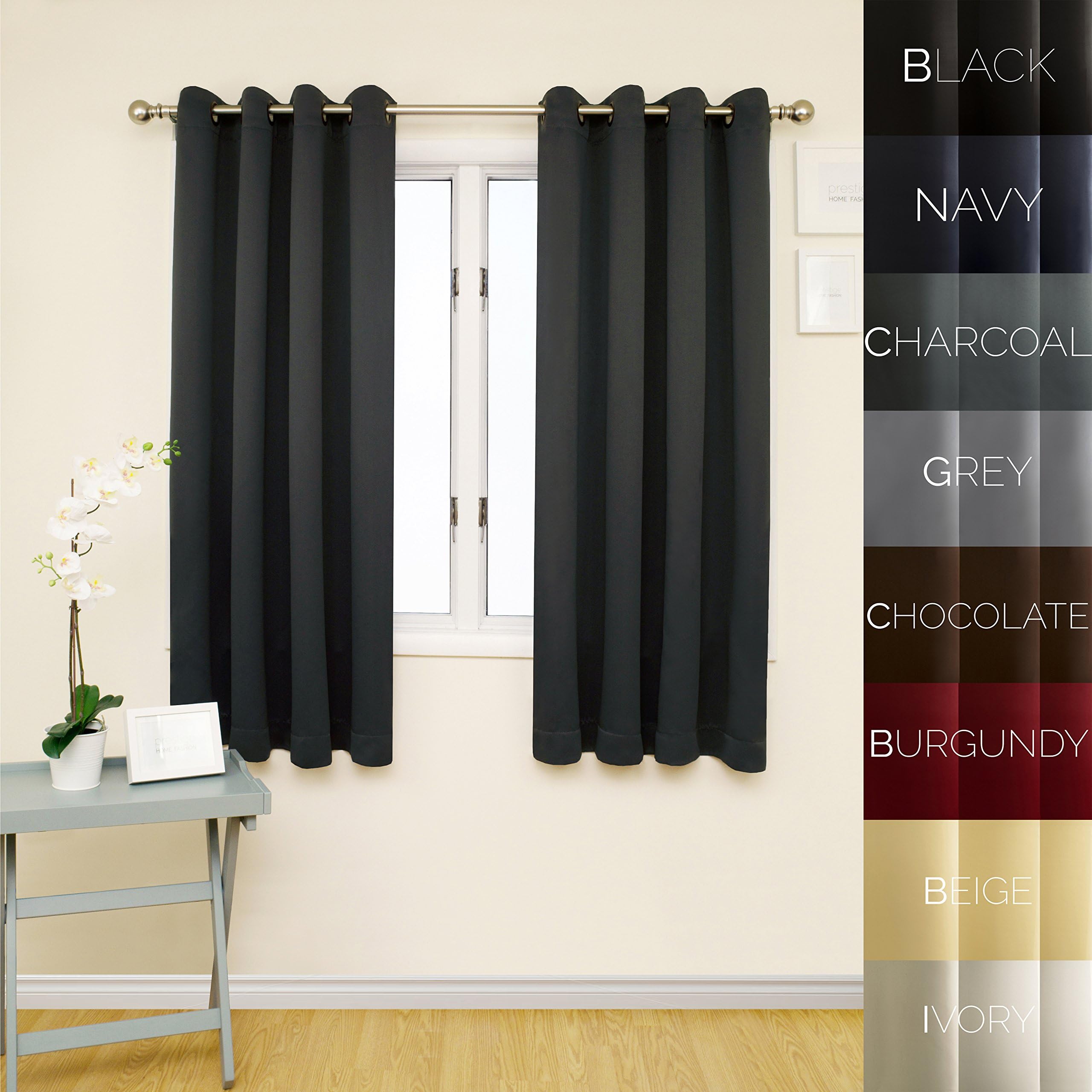 Prestige Home Fashion Thermal Insulated Blackout Curtain - Antique Bronze Grommet Top - Charcoal - 52"W x 63"L, 1 Panel