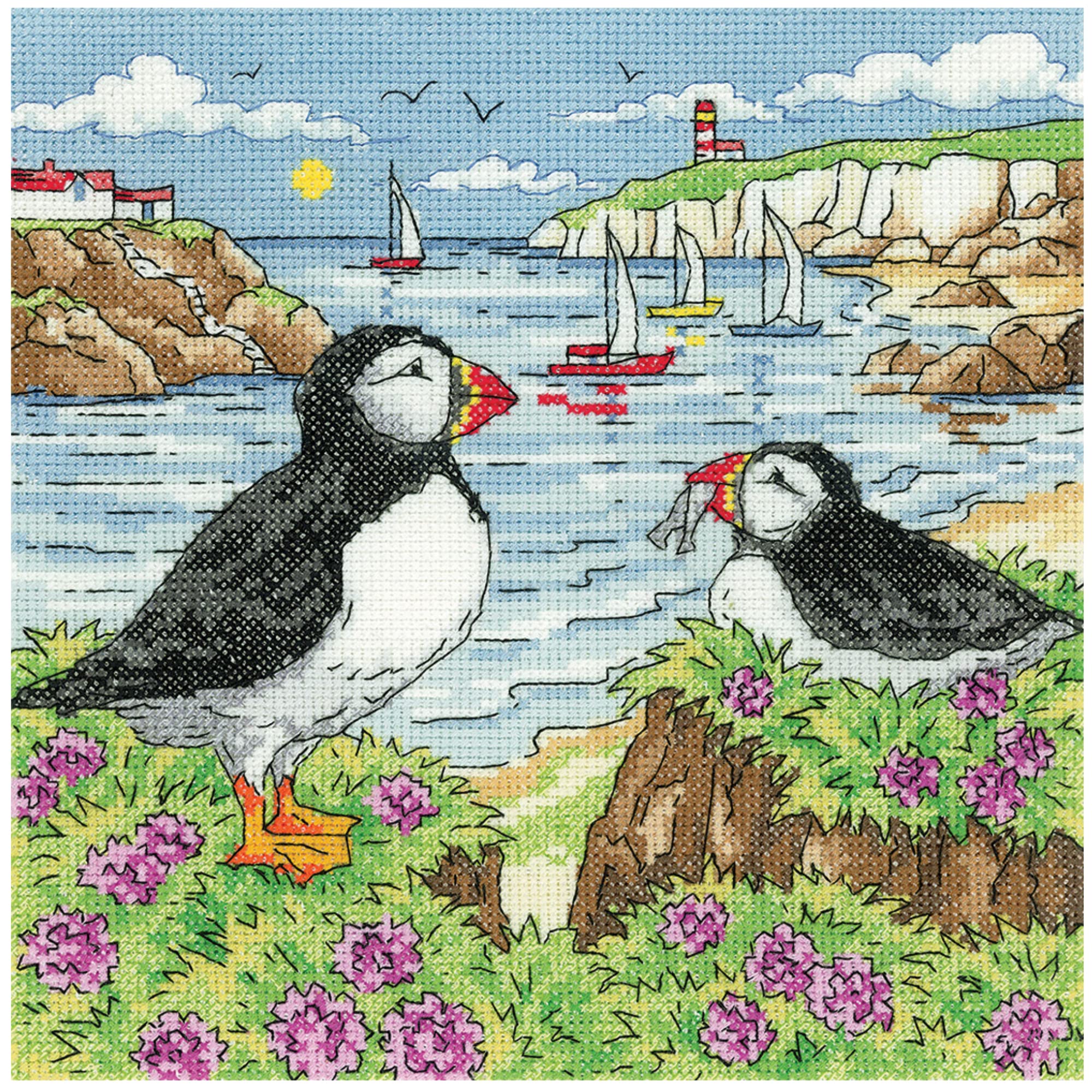 Heritage Crafts Puffin Shore Counted Cross Stitch Kit