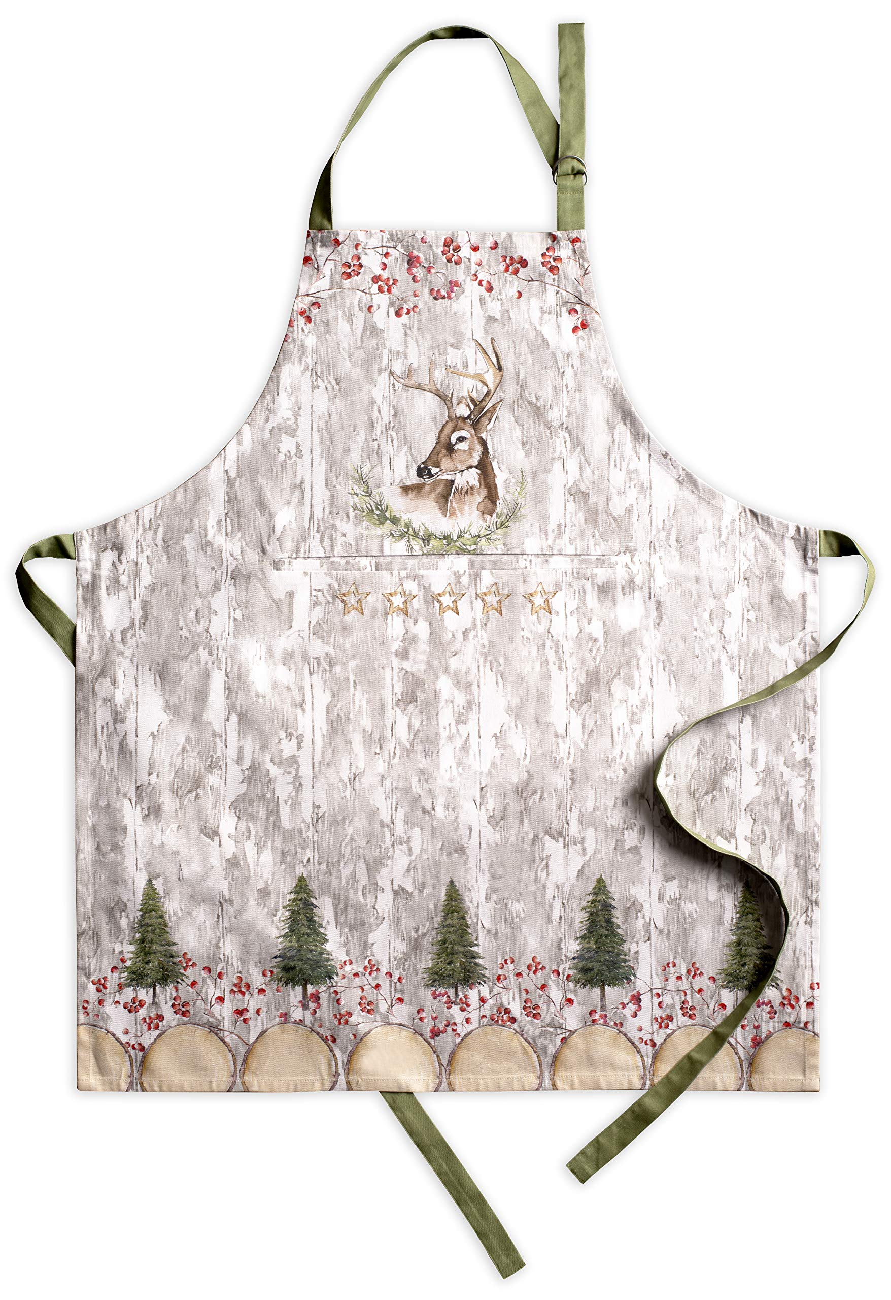 Maison d' Hermine 100% Cotton Apron for women with Pocket Kitchen Chef Autumn Apron for Men Cooking Gardening Server Waitress Maid - (Mountain Life, 85 cm x 70 cm)