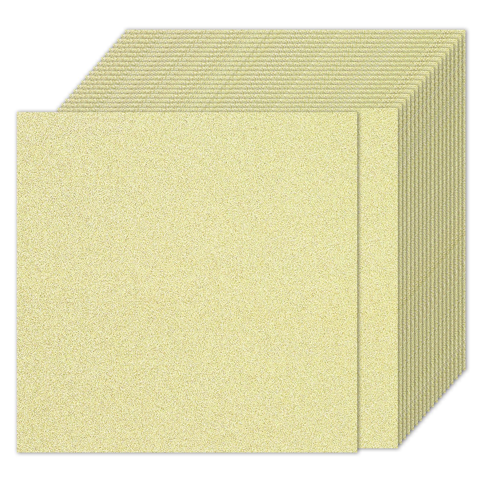 PATIKIL 20Sheets Light Gold Glitter Cardstock Paper, 12 x 12 in 250gsm Square Premium Sparkly Paper Craft Cardstock Paper for Scrapbook Card Making DIY Art Projects Wedding Party
