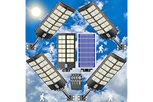loyoele 4-Pack LED Wide Angle Lamp 4800W Outdoor Waterproof, 300000LM 7000K Outdoor LED Street Light Dusk to Dawn, Solar Street Light with Motion Sensor, for Parking Lot, Yard