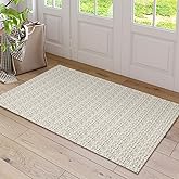 Collive Boho Washable Area Rugs 3x5 Kitchen Area Rugs Rubber Backed Woven Braided Carpet Non-Slip Farmhouse Bedroom Rugs Tan Indoor Front Door Rugs for Entryway Bathroom Balcony, Natural