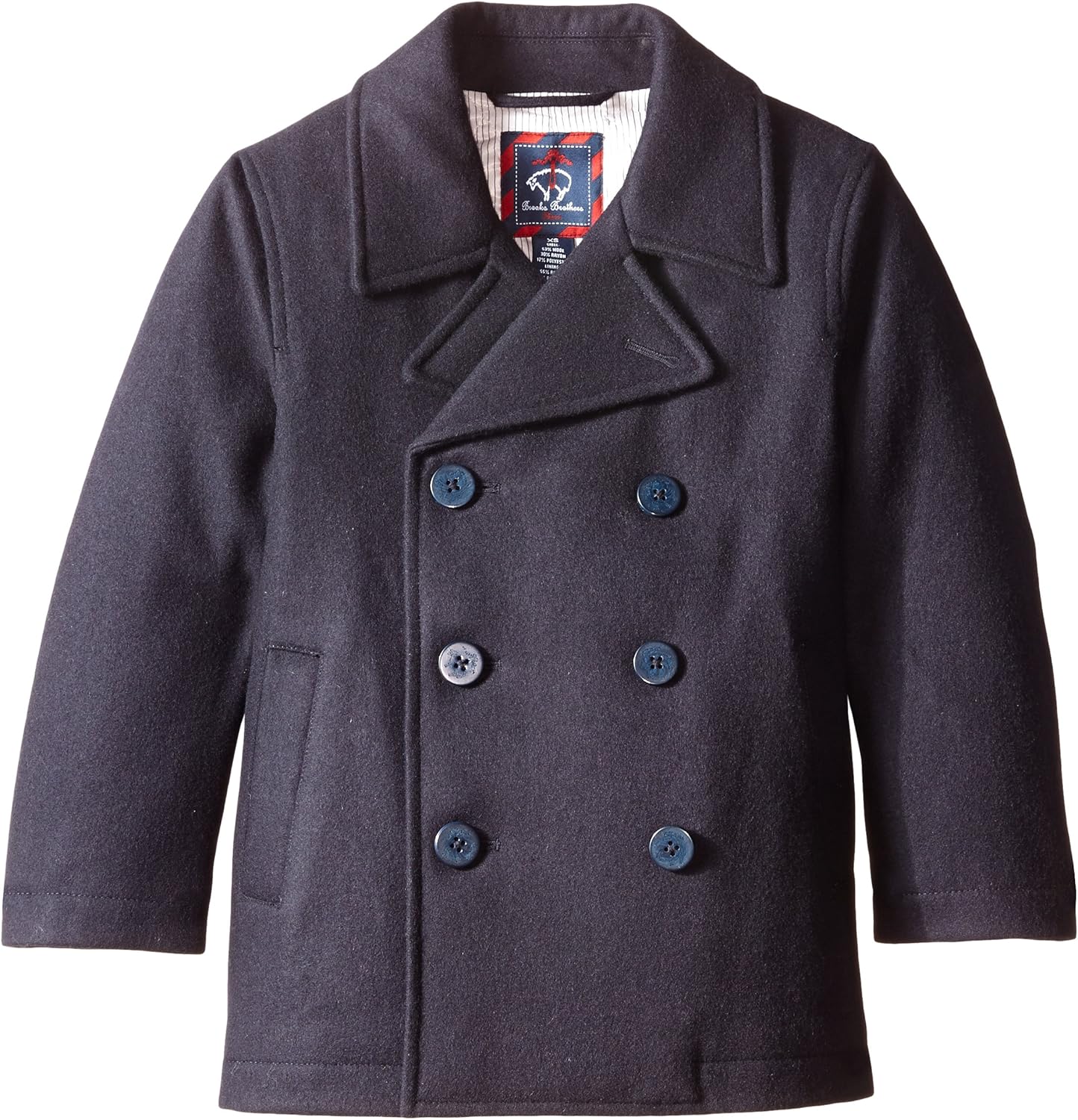 Brooks Brothers Boys' Little Melton Peacoat, Navy, XSmall