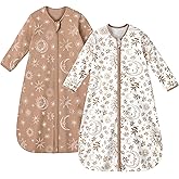 Unnivoll Baby Sleep Sack 6-12 Months 100% Cotton Long Sleeve Wearable Blanket Baby Sleep Bag with 2-Way Zipper 2 Pack 0.5 Tog Sleeping Sack for Newborn Infant
