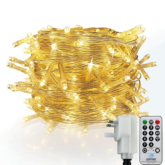 300 LED String Fairy Lights On Clear Cable with 8 Light Effects, Timer