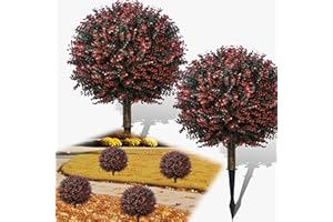 Ronyila Fall Artificial Boxwood Topiary Ball Tree Bushes with Ground Spike, Set of 2 Outdoor Faux Shrub Topiary Ball, 24" UV Resistant Fake Boxwood Plants for Potted Planter,Indoor,Autumn
