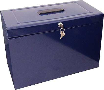 Caja archivadora de metal, tamaño folio, color azul -: Amazon.es: Oficina y papelería