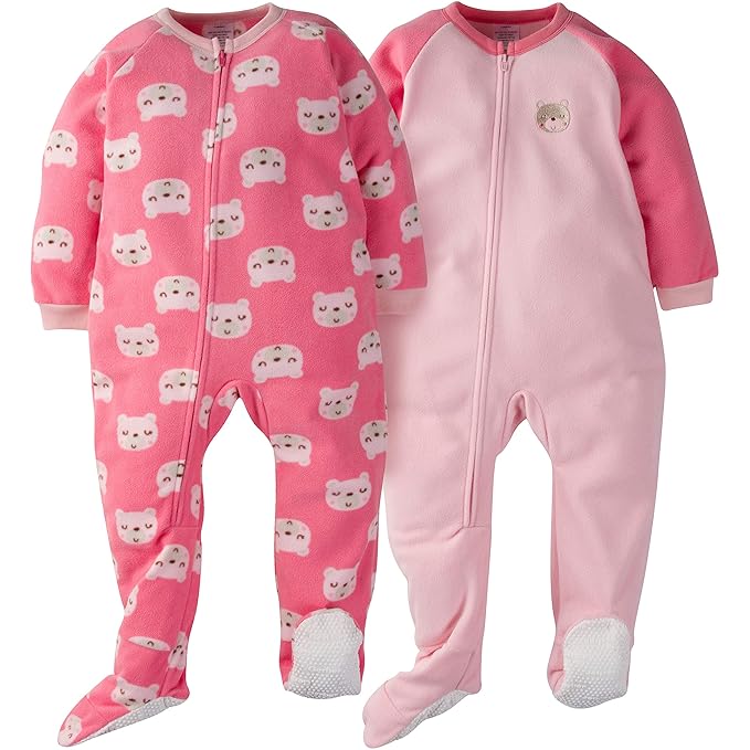 Gerber Blanket Sleepers Gerber Girls' 2-Pack Blanket Sleeper, Pink Bear, 5T