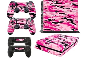 GIZMOZ N GADGETZ PS4 Console Pink CAMO Skin Decal Vinal Sticker + 2 Controller Skins Set