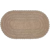 DII Crochet Collection Reversible Bath Mat, Large Oval, 21x34, Stone