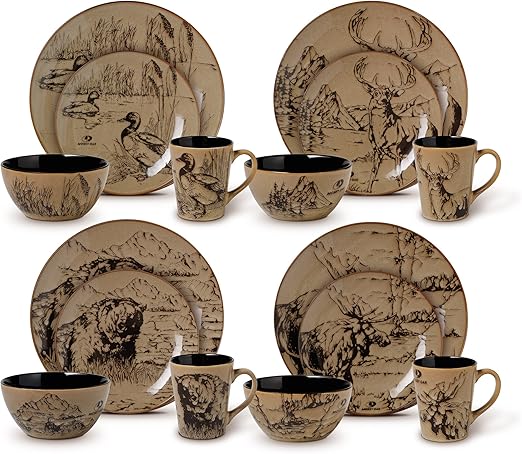 Amazon Com Mossy Oak 16 Piece Break Up Infinity Dinnerware Set