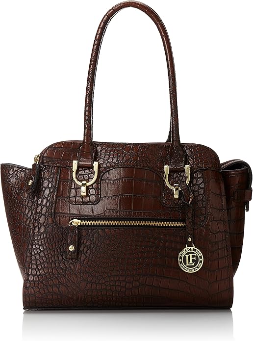 London Fog Knightsbridge Triple Top Handle Bag, Mahogany Crocodile, One