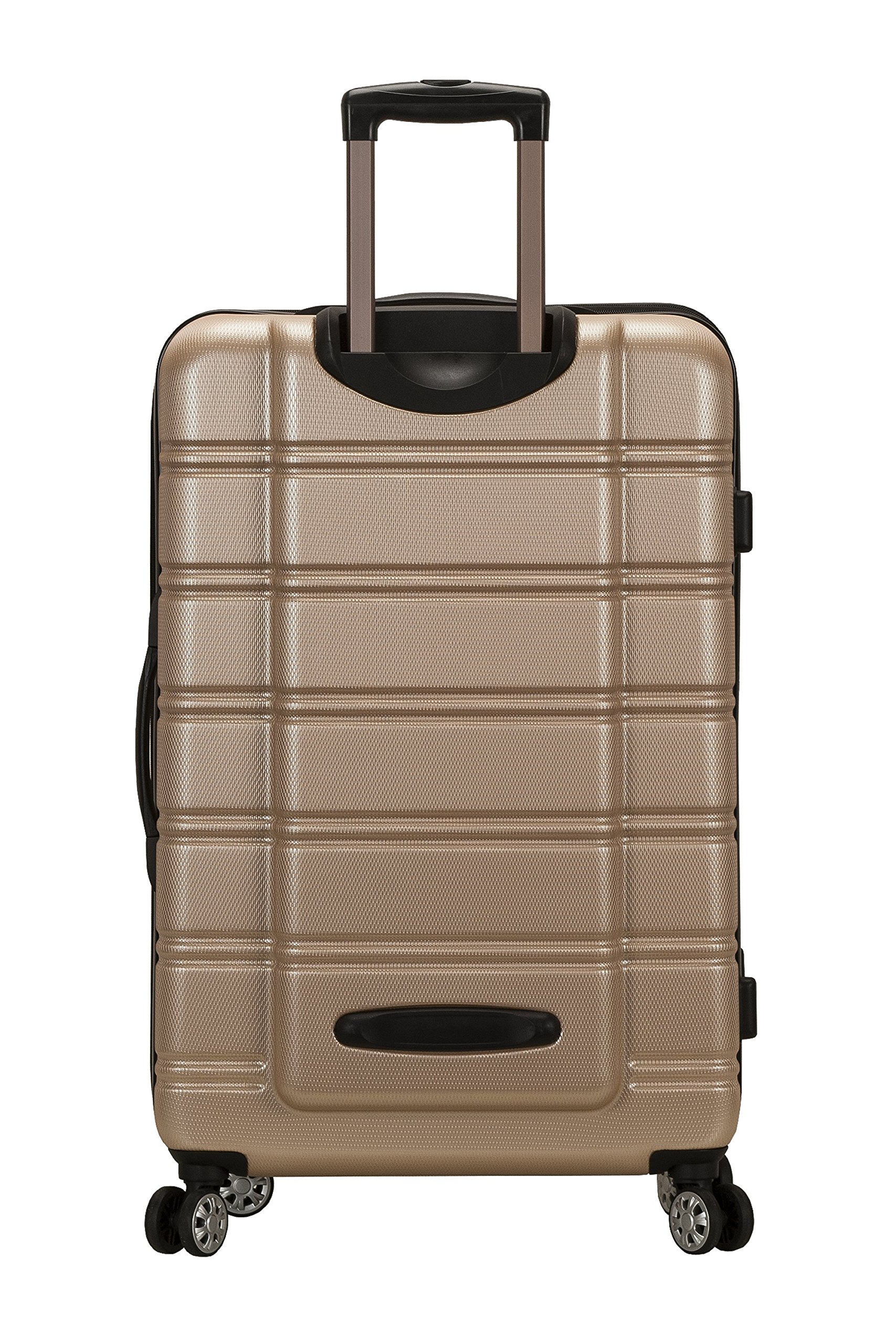 Rockland Melbourne Hardside Expandable Luggage with Spinner Wheels, Champagne, Checked Large 28