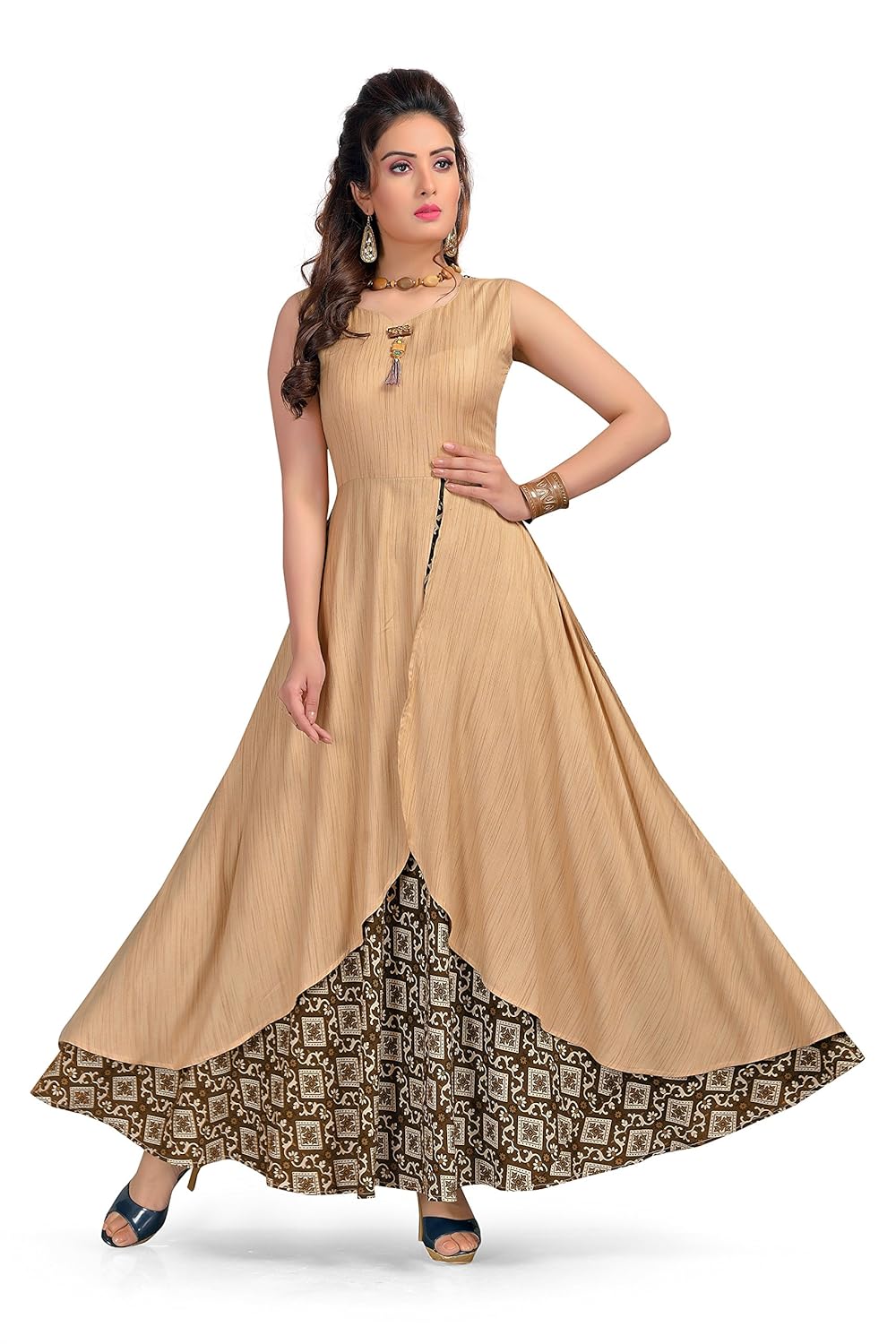 madhuram textiles women's rayon kurti (m-1027 p 4xl_brown)