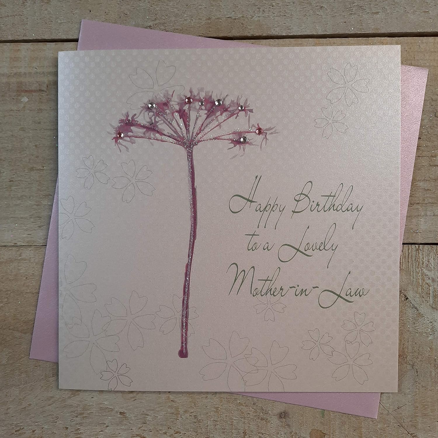 White Cotton Cards BD44 Happy Birthday To A Lovely Mother-in-Law Handmade Birthday Card NEW,16cm x 16 cm