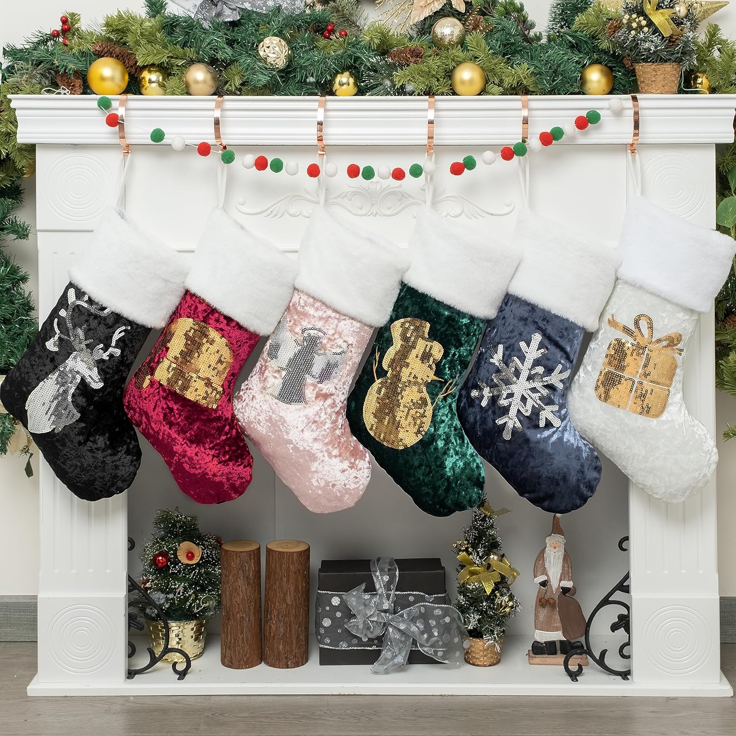 Stockings & Holders - GEX 2023 Christmas Stockings 6 Pack for Family 20