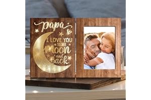 ARIDUR Papa Fathers Day Gift, Papa Gifts from Grandchildren for Fathers Day, Gifts for Papa from Grandkids, Best Papa Gifts, Fathers Day Picture Frame, Brown Glowing 4x6 Papa Picture Frame for Wall/Tabletop