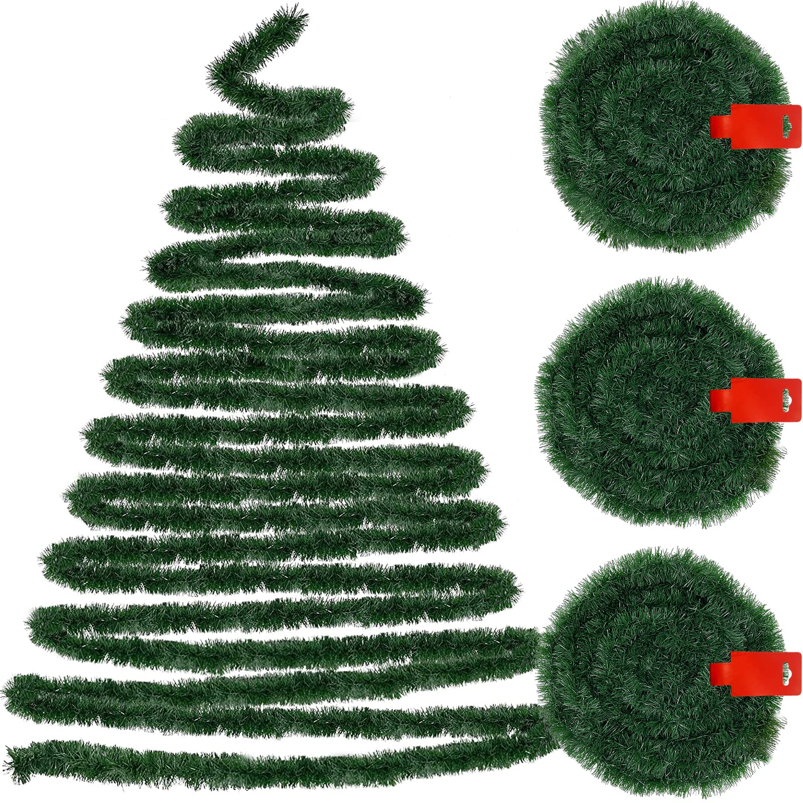 Photo 1 of 3 Pack Total 49.2 Ft Christmas Garland Decorations, Artificial Thick & Soft Green Garlands Pine Greenery Garland for Holiday Xmas Decor Outdoor Indoor Home Stairs Banister Mantle (Each 16.4 Ft)