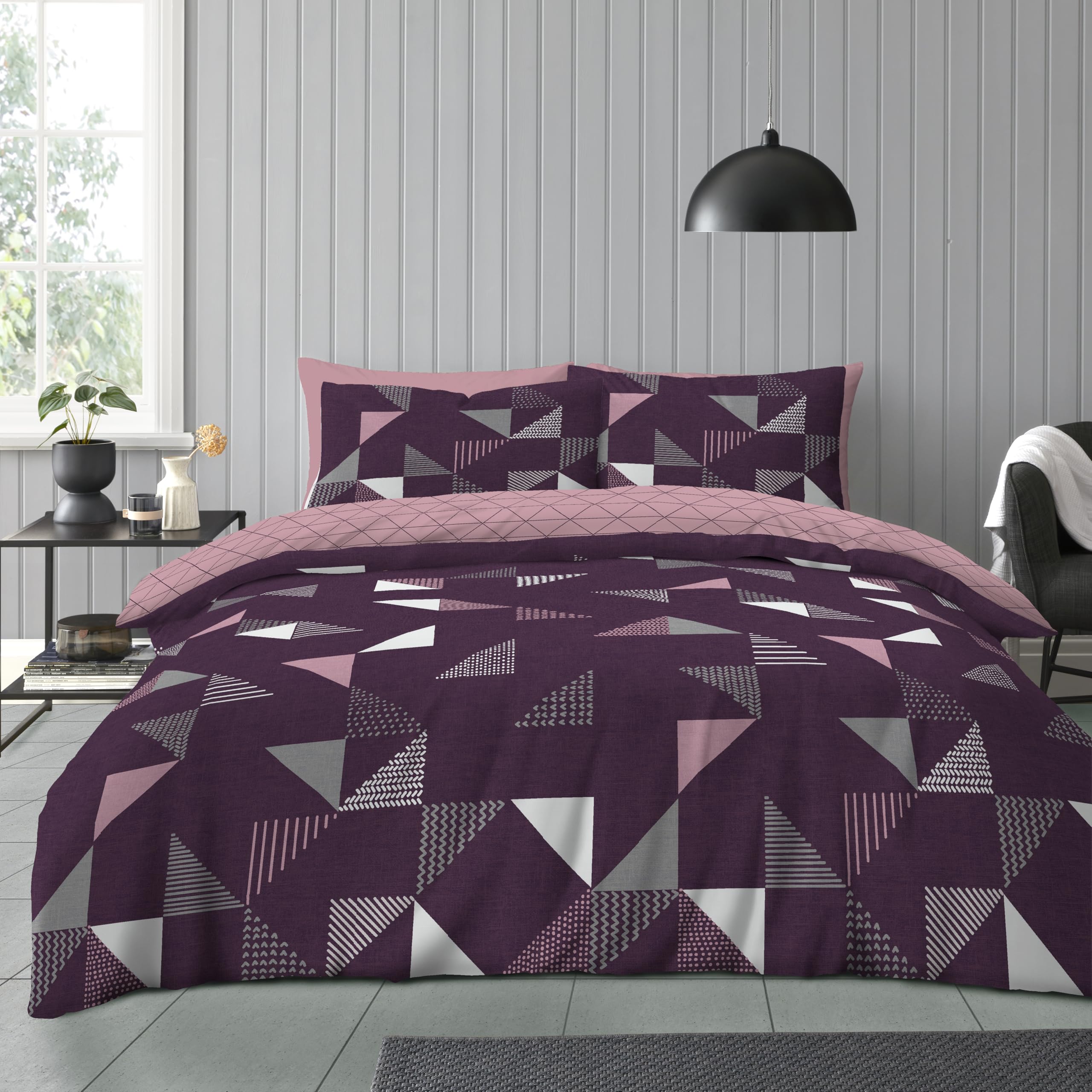 GC GAVENO CAVAILIA Easy Care Printed Duvet Cover Set, Reversible Bedding Sets, Polycotton Quilt Covers, Purple, King — image 1