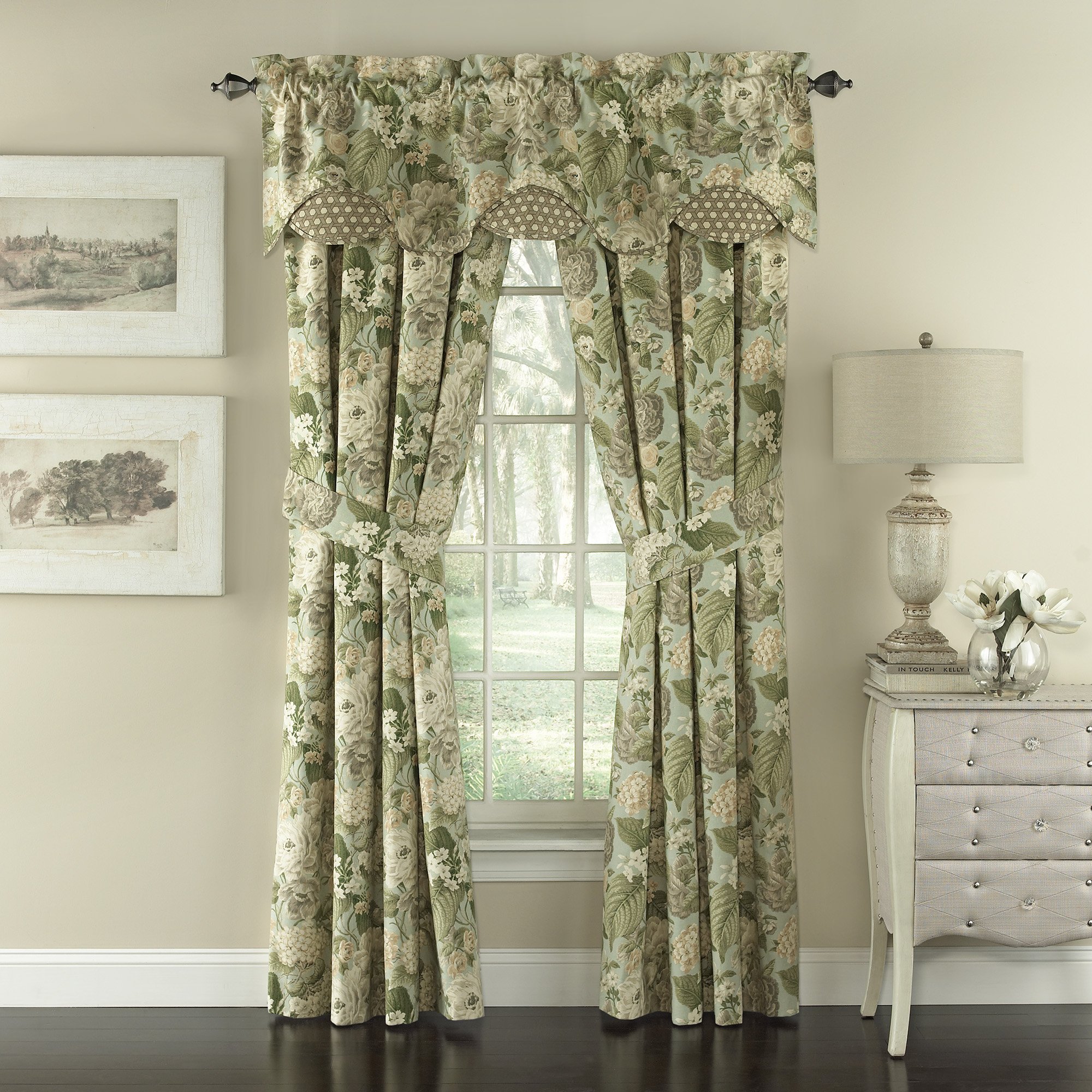 Waverly Garden Glory Drapery Pair, 84x100, Mist | eBay