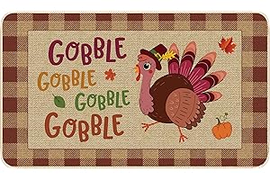 TREWAVE Holiday Entrance Rug Indoor Doormat Seasonal Rugs Fall Thanksgiving Decoration Door Mat Gobble Turkey Non-Slip and Washable Kitchen Floor Mat for Indoor Outdoor Home Entryway 17 x 29 Inch (Turkey-02)