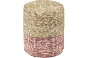 Cplxroc Pouf Ottoman, 100% Handwoven Seagrass Braided Pouffe, Boho Decor Floor Chair for Couch or Desk, Outdoor Ottomans for Garden, Round Footrest with Wood Frame, Home Decortive Seat for Balcony