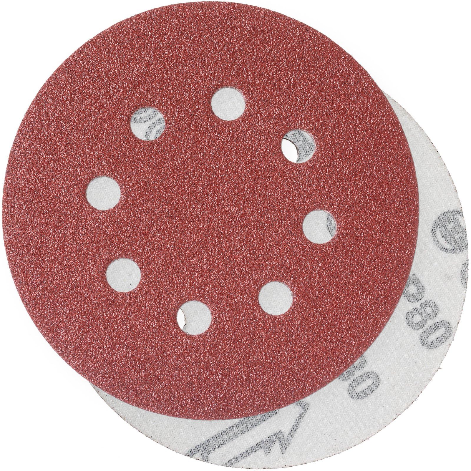 YoiYee 80 Grit Sanding Discs Pads, 8 Holes, 125mm/5-inch Hook and Loop Quick Change Sandpaper Sheet for Random Orbital Sander, 20 Pack