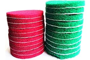 HUAWELL 20 Pieces Scrub Pads Drill Power Brush Tile Scrubber Scouring Pads Cleaning Kit Including 2 Kinds of Abrasive Buffing Pads Replacement for Home Kitchen House Indoor Outdoor Cleaning (4 Inch)