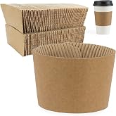 FMP Brands [100 Pack] Kraft Coffee Cup Sleeves Disposable for Hot Drinks, Durable Corrugated Cardboard Cup Sleeves for 12-24 oz Cups, Beverage Insulator and Hand Protection for Hot &amp; Cold Drinks
