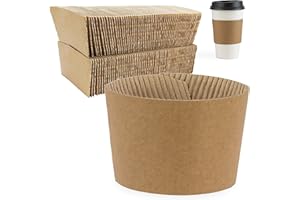 FMP Brands [100 Pack] Kraft Coffee Cup Sleeves Disposable for Hot Drinks, Durable Corrugated Cardboard Cup Sleeves for 12-24 oz Cups, Beverage Insulator and Hand Protection for Hot & Cold Drinks