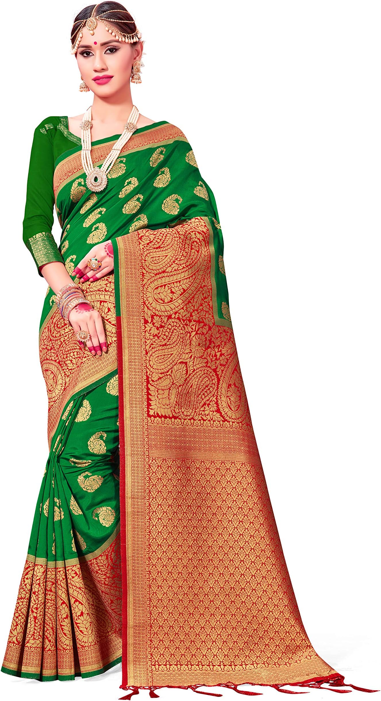 Sarees For Women Banarasi Art Silk Woven Saree l Indian Wedding Gift Sari with Unstitched Blouse