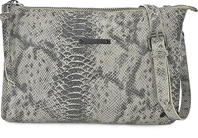 Tyoulip Sisters, Damen, Handtaschen, Umhängetaschen, Clutch, Schlangenoptik, Hellgrau, 31 x 21 x 5 cm (B x H x T)