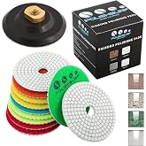 Diamond Polishing Pads 4 inch Wet/Dry Set of 11+1 Backer Pad by POLISHSURF | Granite Concrete Marble Polishing Kit, Stone Polishing Kit, Tile Sanding Pads, Polishing Best Practices, Max Speed 5000 RPM